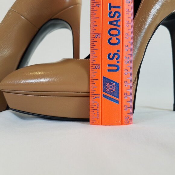 Saint Laurent Janis Platform Heels Tan SIZE 36  Dust Bags Pumps Pointed Leather - Picture 10 of 17